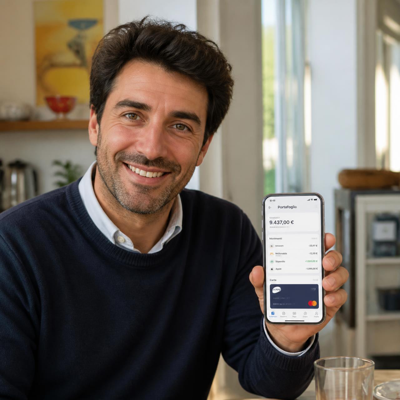 Utente Monethica mostra l'app